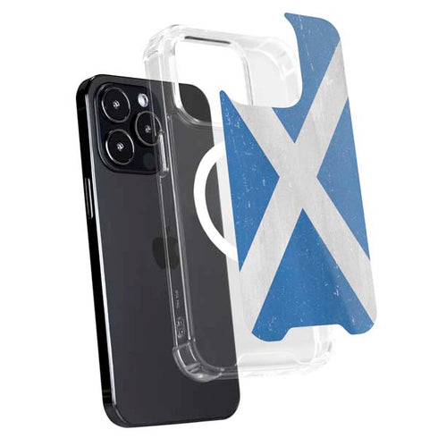 Scotland Flag Distressed iPhone 15 Pro MagSafe Case